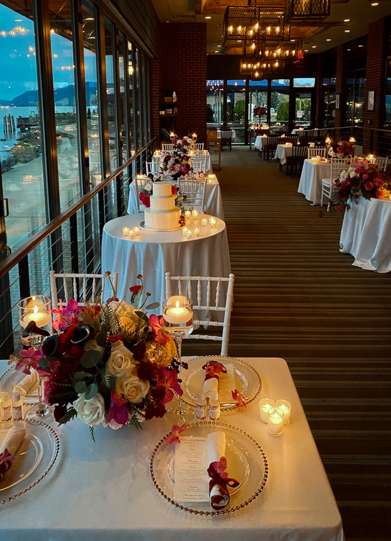 A wedding setup in the riverside terrace