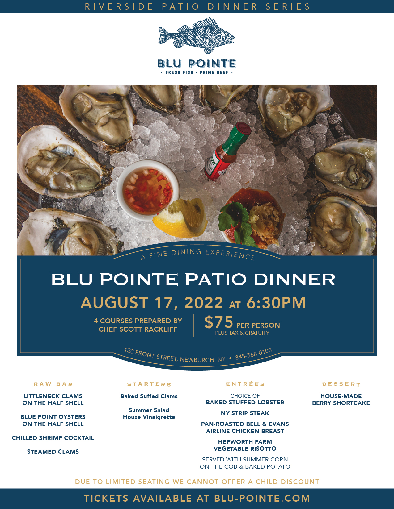 Blu Pointe Patio dinner flyer